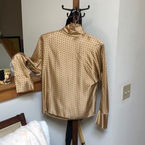 Designer 100% silk turtleneck blouse